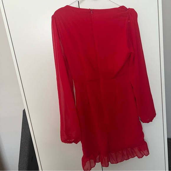 Red Long Sleeve Dress - Picture 3 of 5